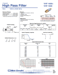 Datasheet VHF-1600+ manufacturer Mini-Circuits